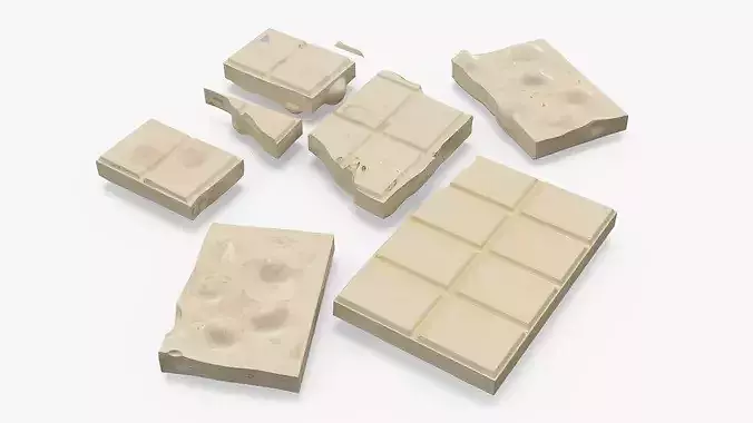White Chocolate Nut Snack with Multiple Pieces 3D model 7