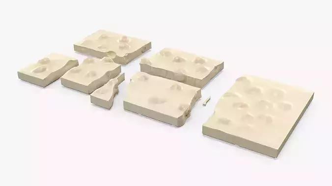 White Chocolate Nut Snack with Multiple Pieces 3D model