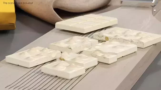 White Chocolate Nut Snack with Multiple Pieces 3D model 3