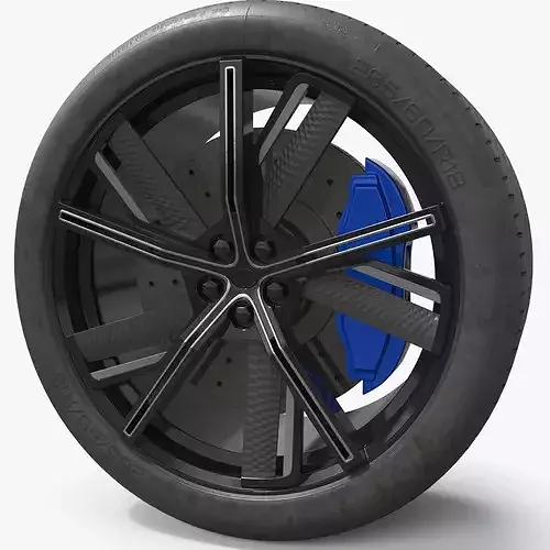 Sport Alloy Wheel with Tire Black 3D model 6