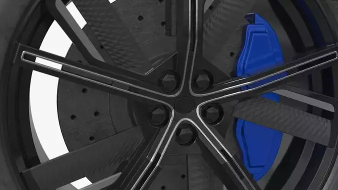 Sport Alloy Wheel with Tire Black 3D model 5