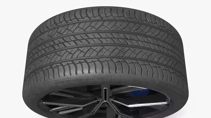 Sport Alloy Wheel with Tire Black 3D model 4