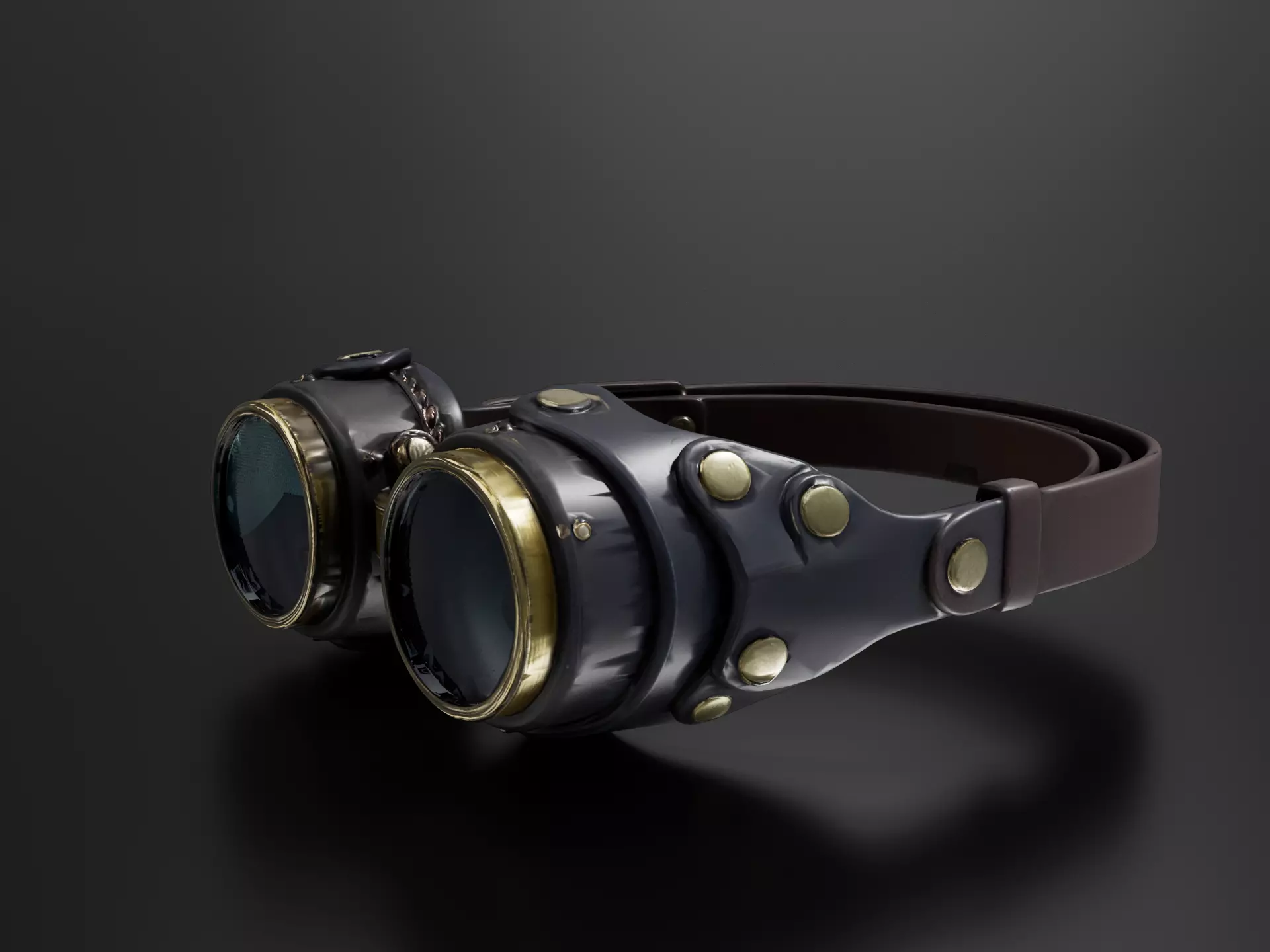 leather and brass steampunk goggles 3D print model
