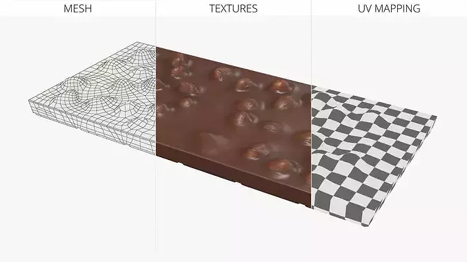 Milk Chocolate Nut Block 3D model 7