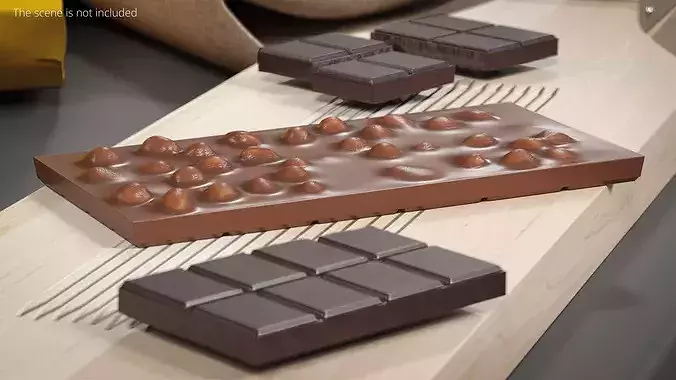 Milk Chocolate Nut Block 3D model 3