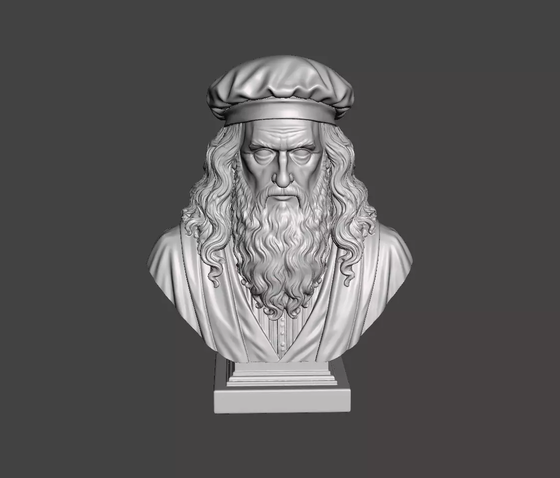 Leonardo da Vinci Renaissance Bust Classical Sculpture 3D print model
