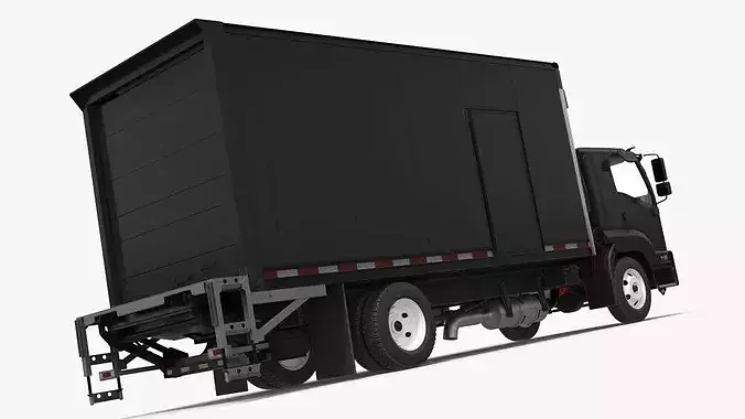 Heavy Duty Cargo Truck Transporter Black Simplified 3D model 4