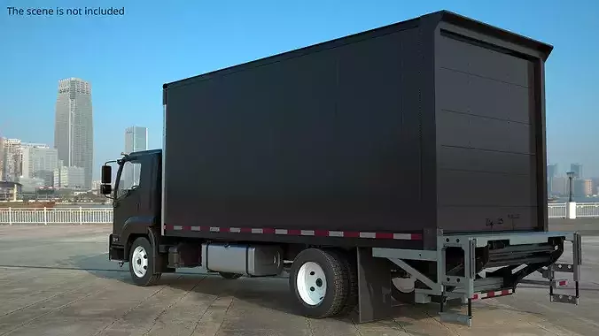 Heavy Duty Cargo Truck Transporter Black Simplified 3D model 2