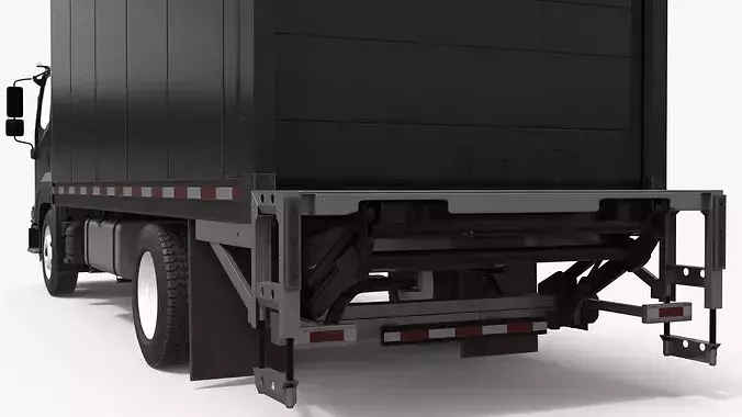 Heavy Duty Cargo Truck Transporter Black Simplified 3D model 6