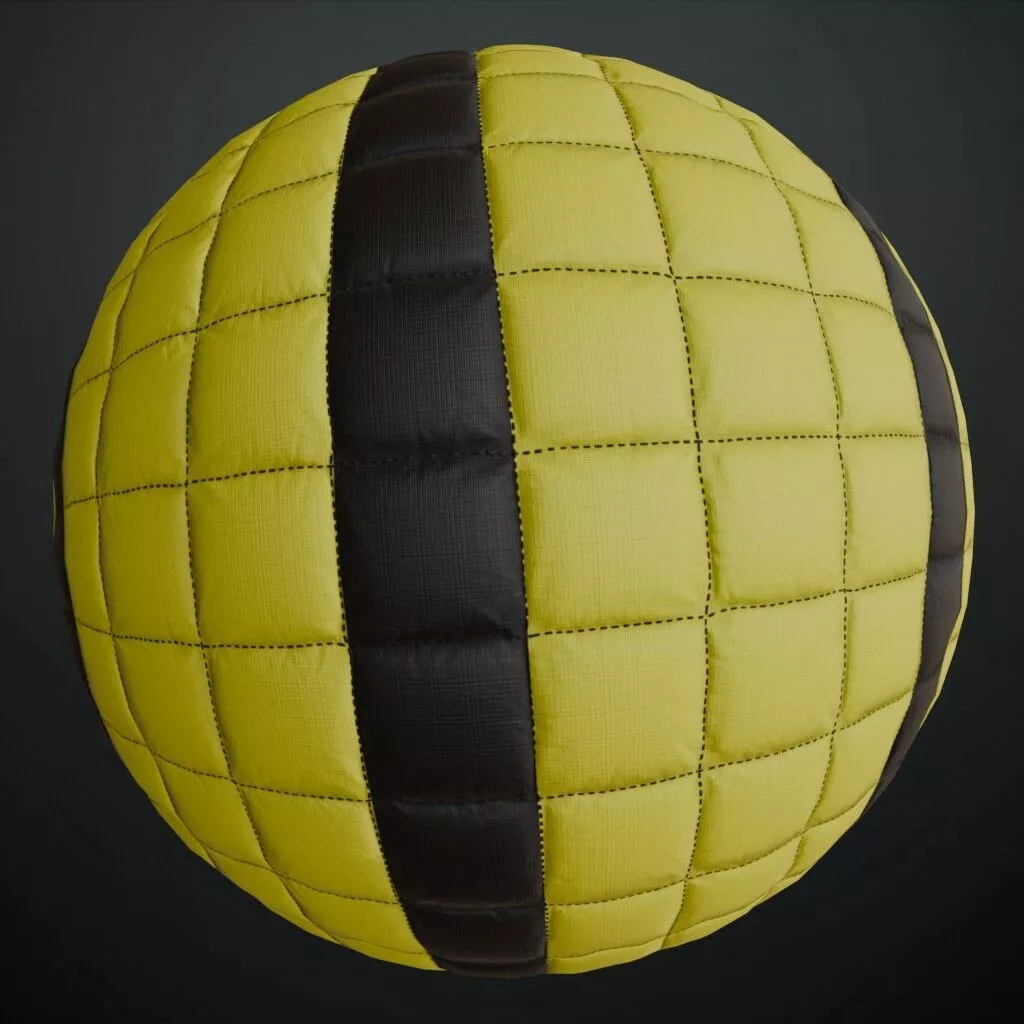 Realistic Yellow Black Fabric Padded Polyester PBR Seamless Texture
