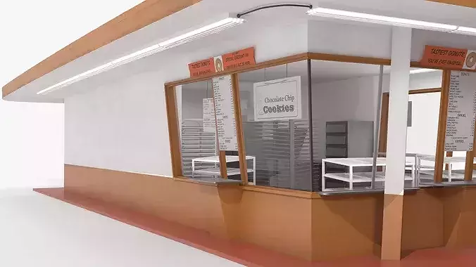 Giant Donut Sign Bakery Building 3D model 6