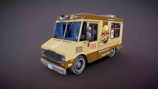 80s Food truck Low-poly 3D model 2
