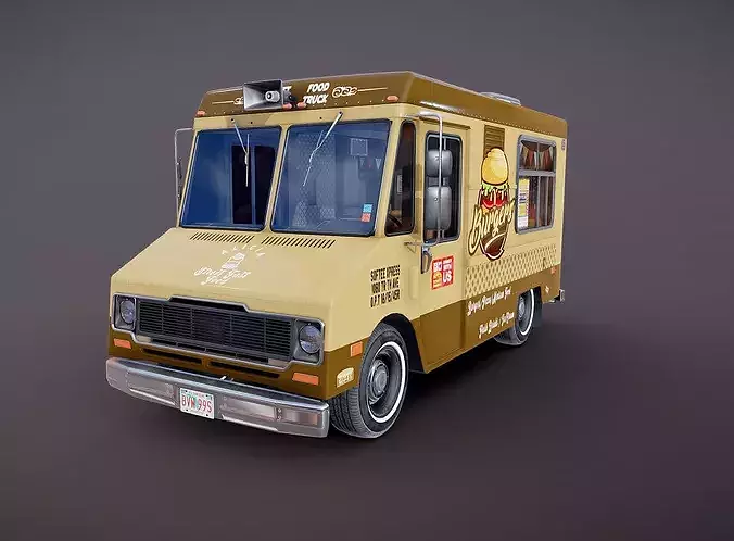 80s Food truck Low-poly 3D model