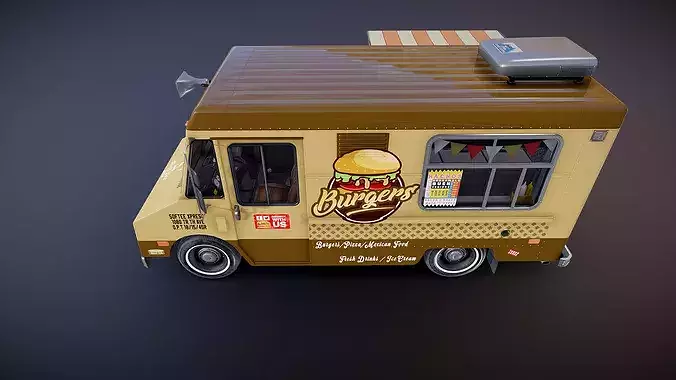 80s Food truck Low-poly 3D model 6