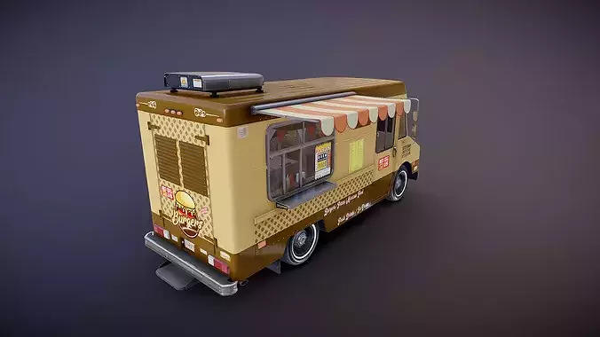 80s Food truck Low-poly 3D model 3