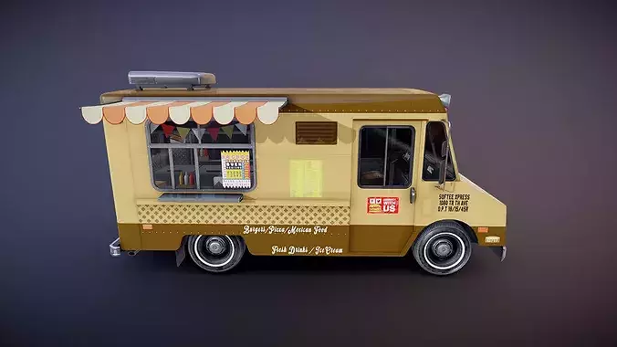 80s Food truck Low-poly 3D model 4