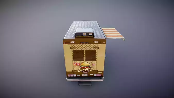 80s Food truck Low-poly 3D model 7