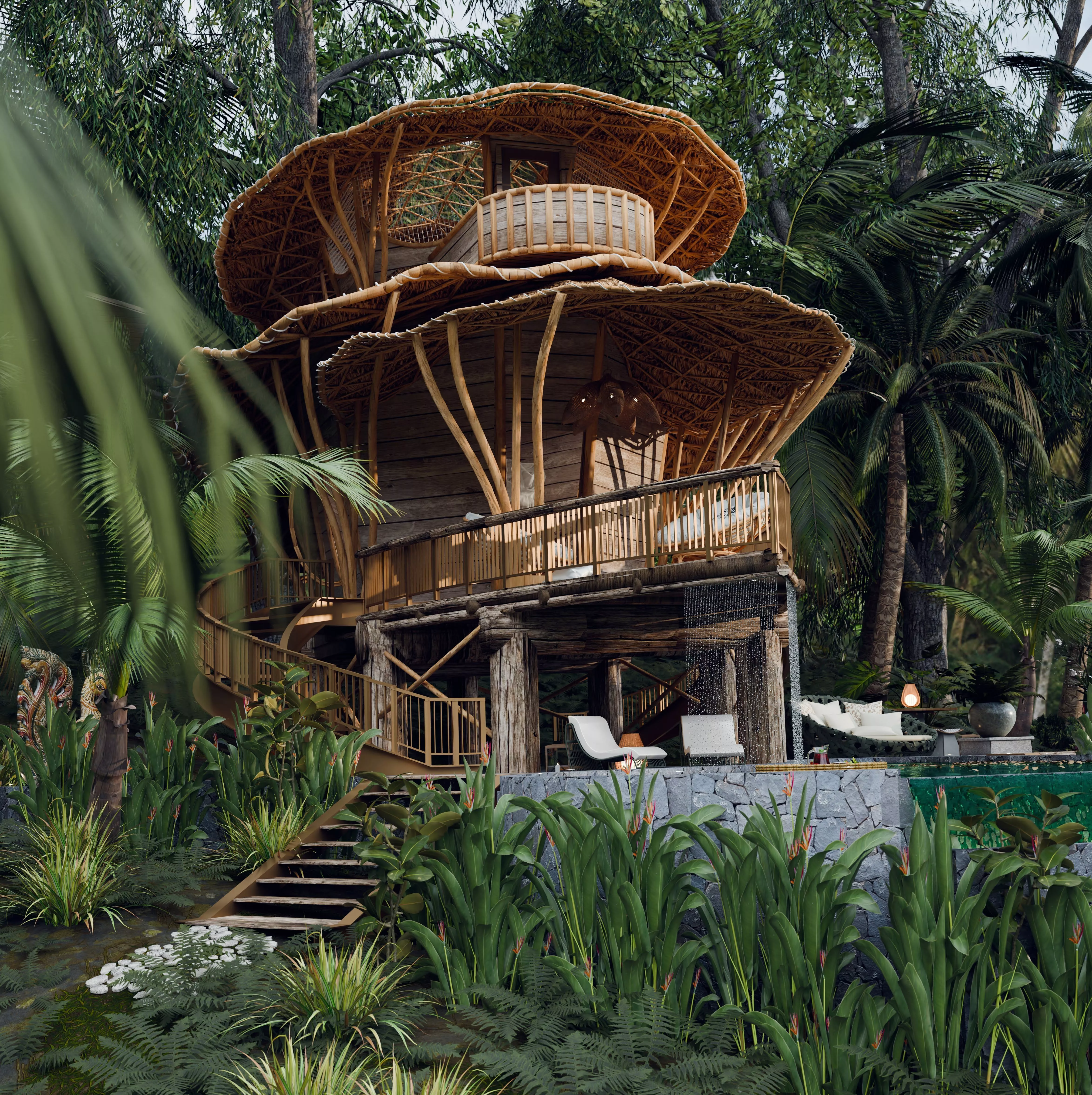 Bali House Tuman Hutan 3D model