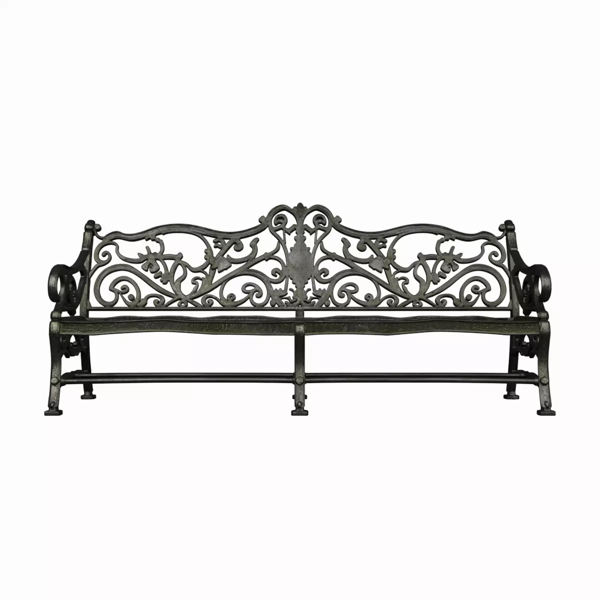 Victorian Cast Iron Garden Bench 3D Model Scrollwork 3D model