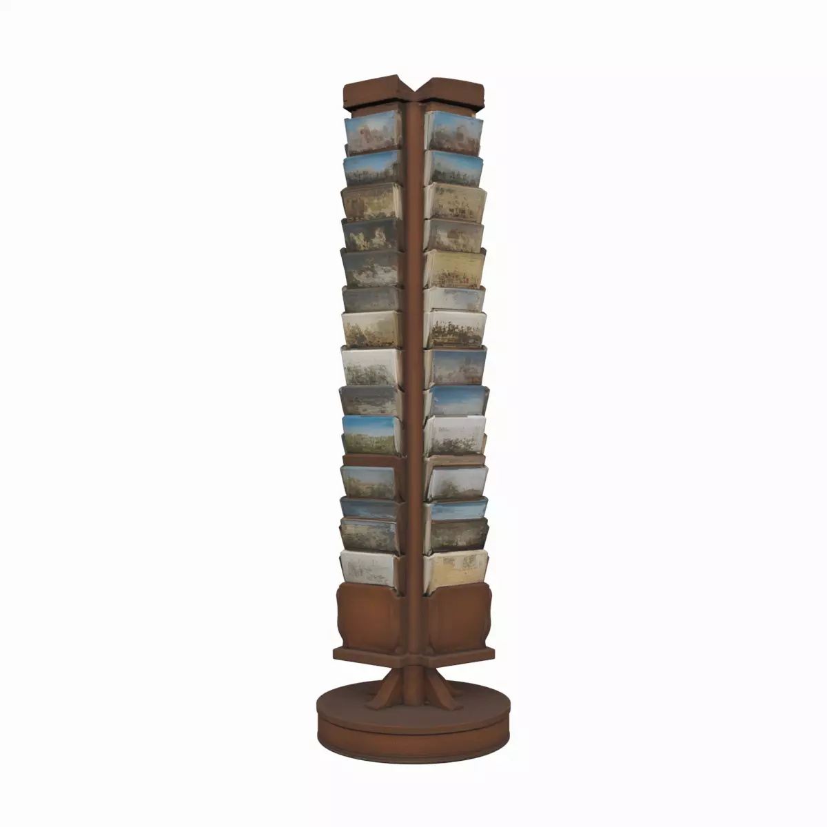 Display Rack Shelves 3D Model Wooden Rotating Unit Tall 3D model