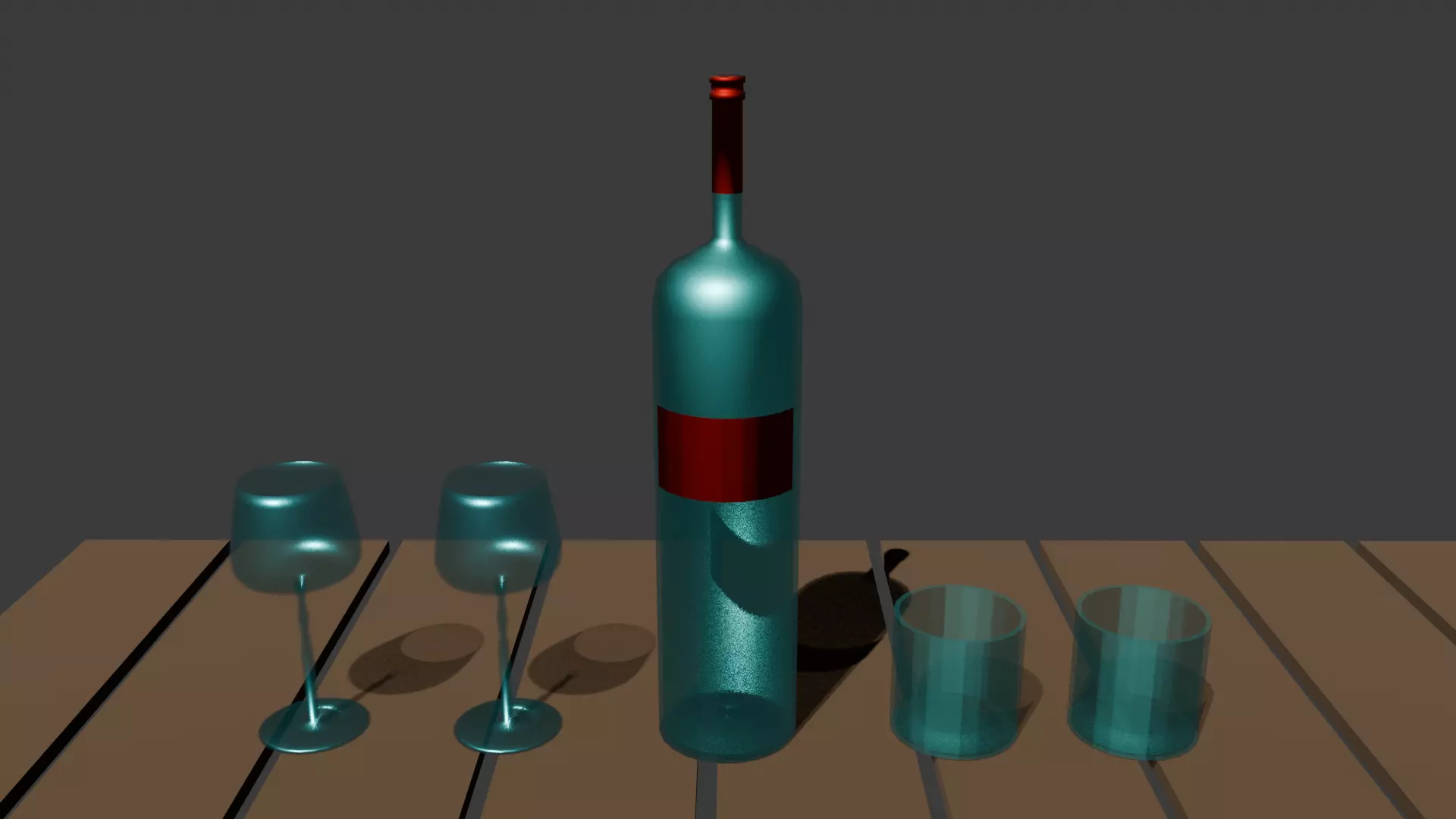 Wine Bottle with Wine Glasses Low-poly 3D model