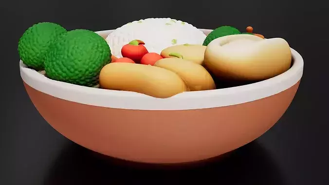 FoodTraditional - Home FoodsRice with Vegetables 3D print model 3