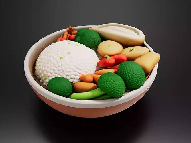 FoodTraditional - Home FoodsRice with Vegetables 3D print model