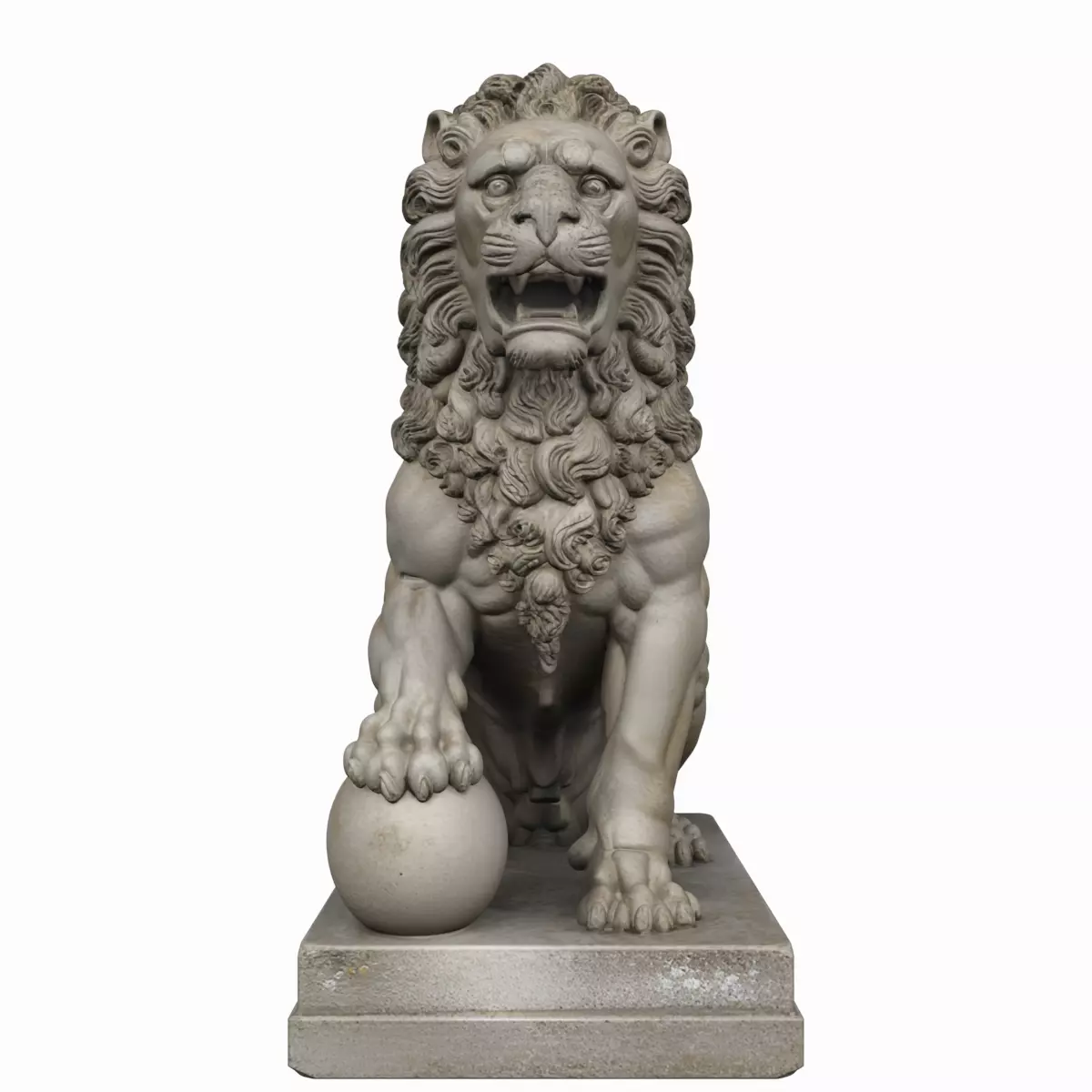 Garden Lion Statue Seated 3D Model Heraldic Cast Stone 3D model