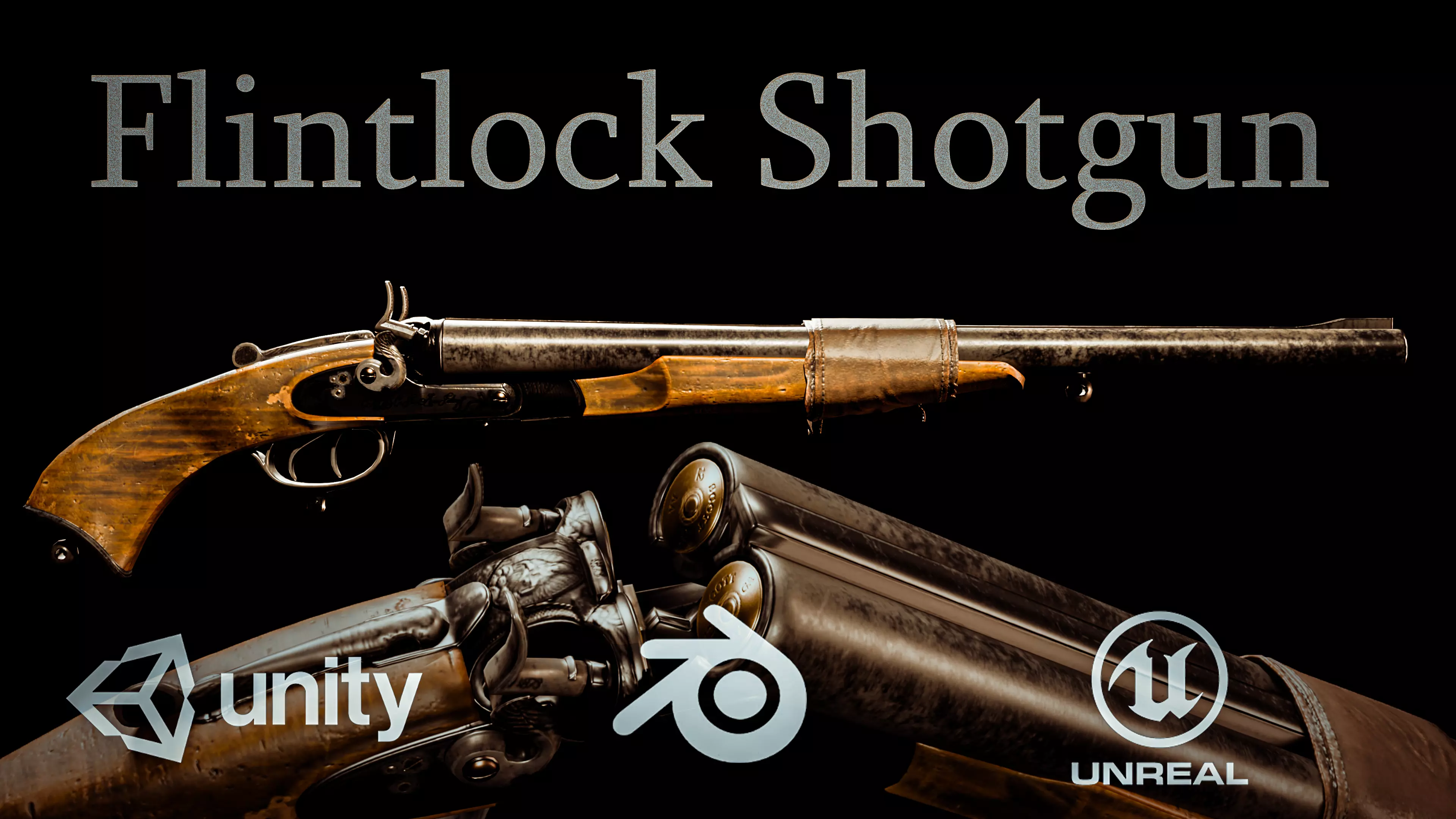 Animated Low Poly Flintlock Shotgun Low-poly 3D model