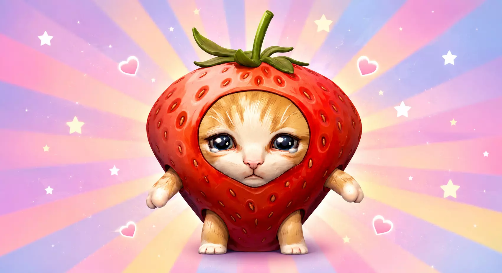 Sad Strawberry Cat Free 3D print model