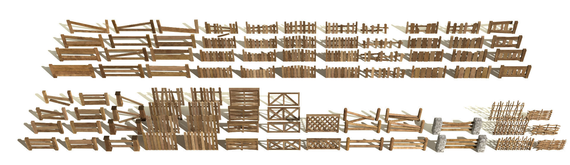 PBR Fences - Wooden  Low-poly 3D model_6