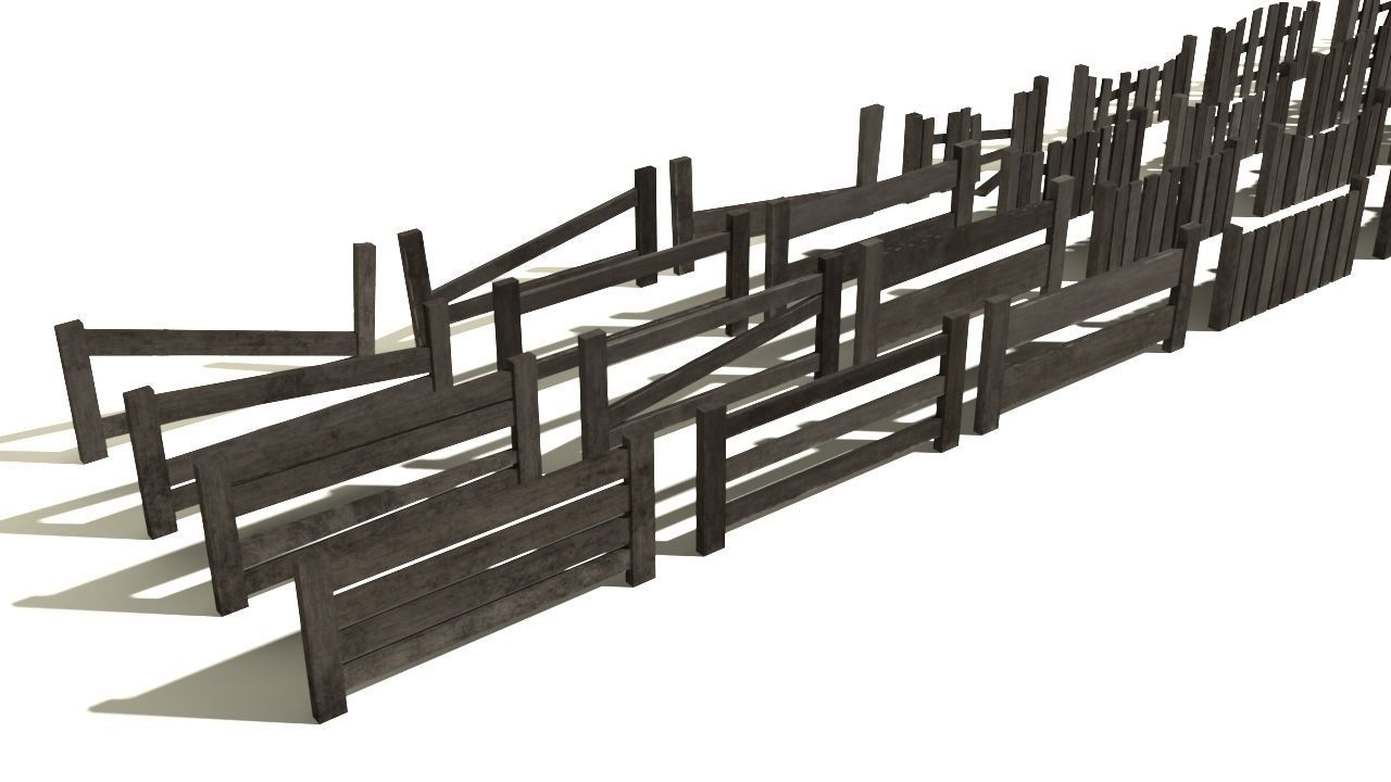 PBR Fences - Wooden  Low-poly 3D model_2