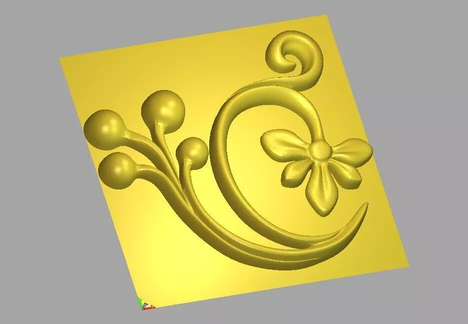 Elegant Floral Scroll 3D STL Relief Model Free 3D model