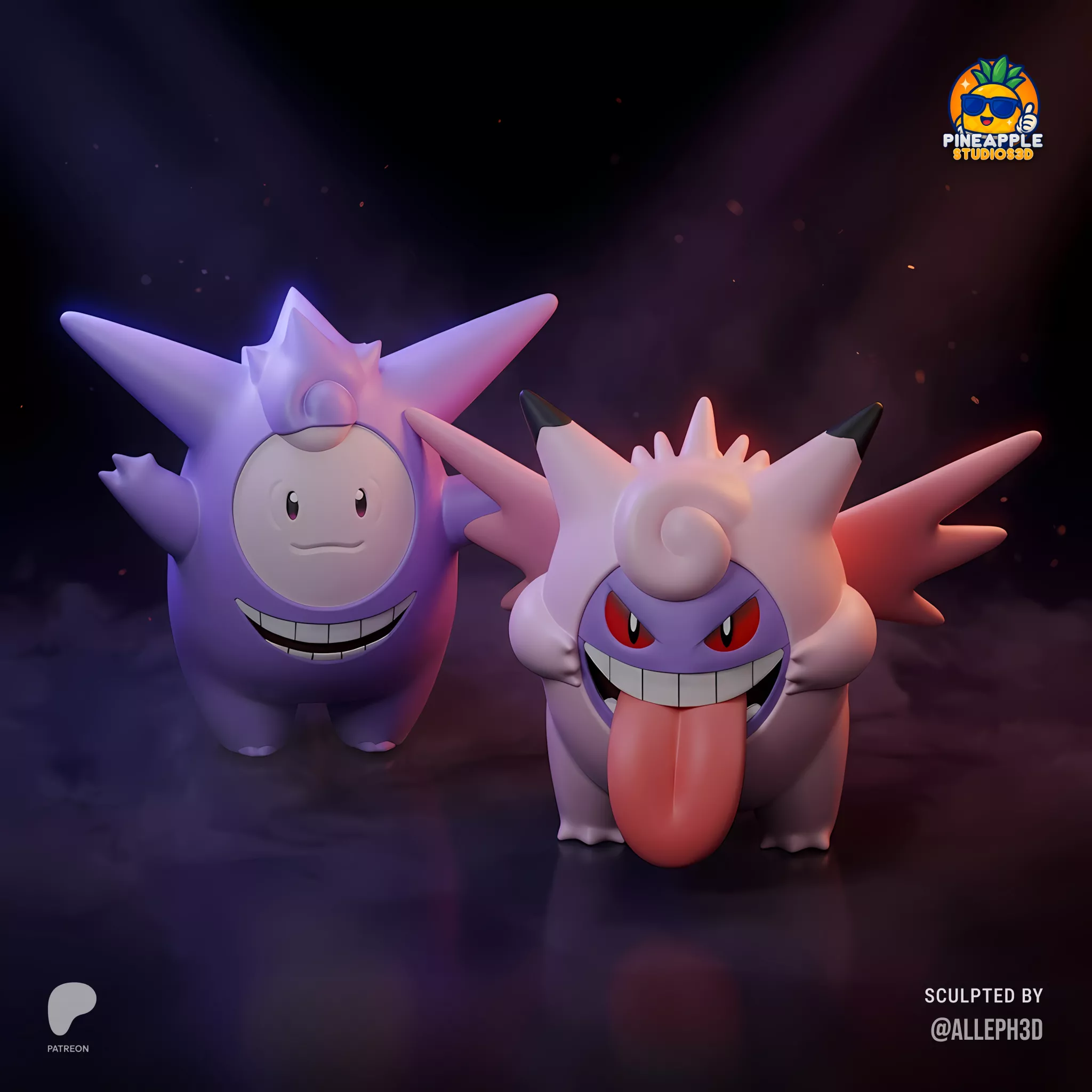 Gengar and Clefable Halloween Duo Multicolor STL 3D print model