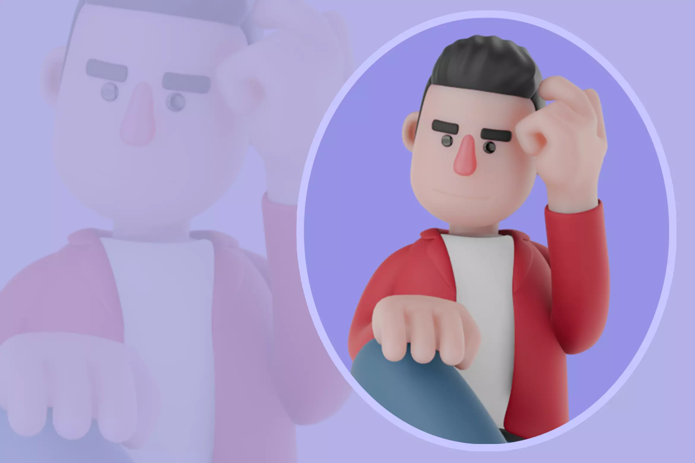 Stylized 3D Singer Sitting Relaxed - Cartoon Thinker 3D model