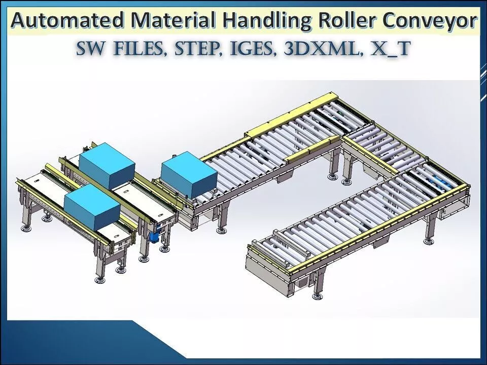Automated Material Handling Roller Conveyor System 3D CAD Model 3D model