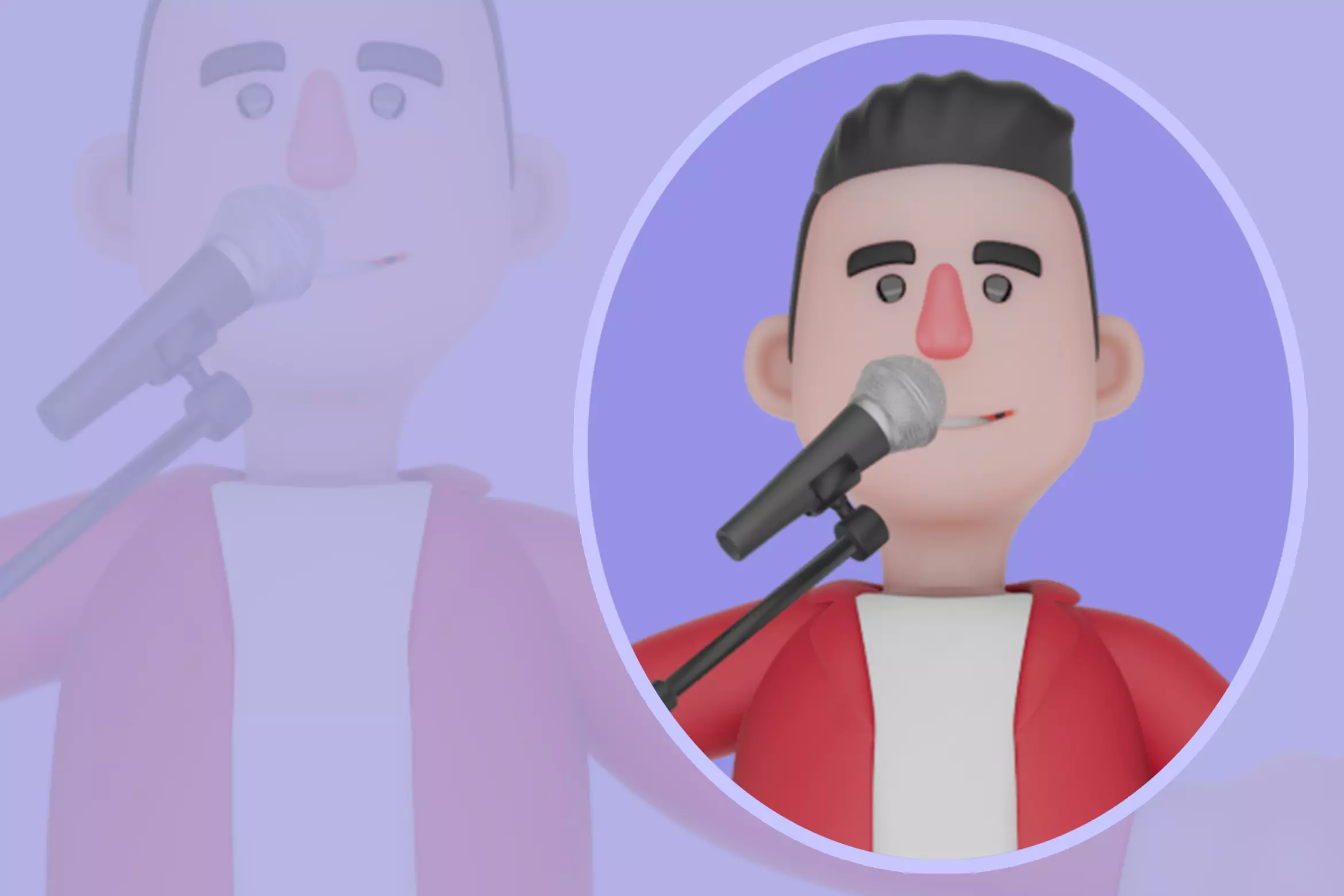 Stylized 3D Singer at Mic Stand - Friendly Pose 3D model