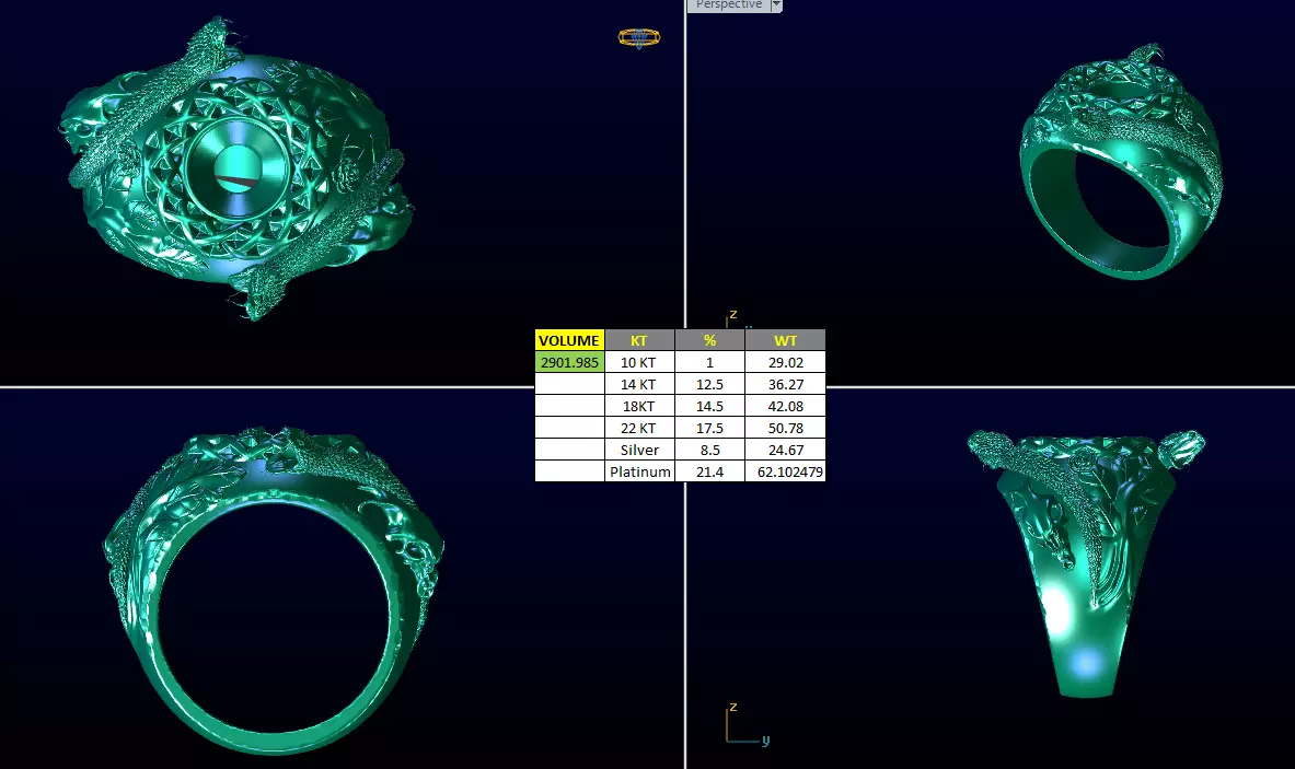 Celtic Snake Emerald Ring 3D Jewelry CAD Model Free low-poly 3D model