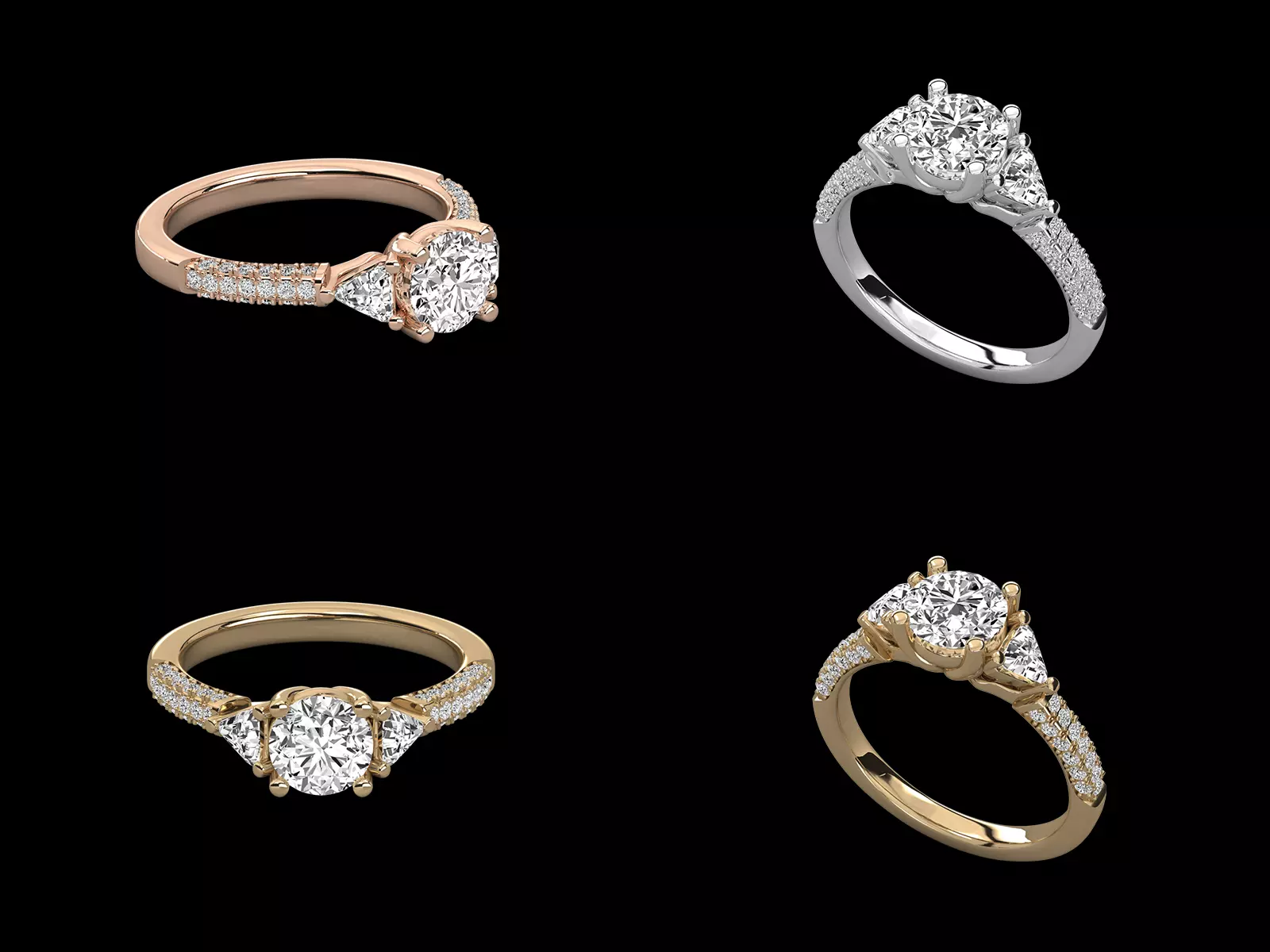 Luxury Pave Diamond Engagement Ring STL 3DM Jewelry CAD 3D print model