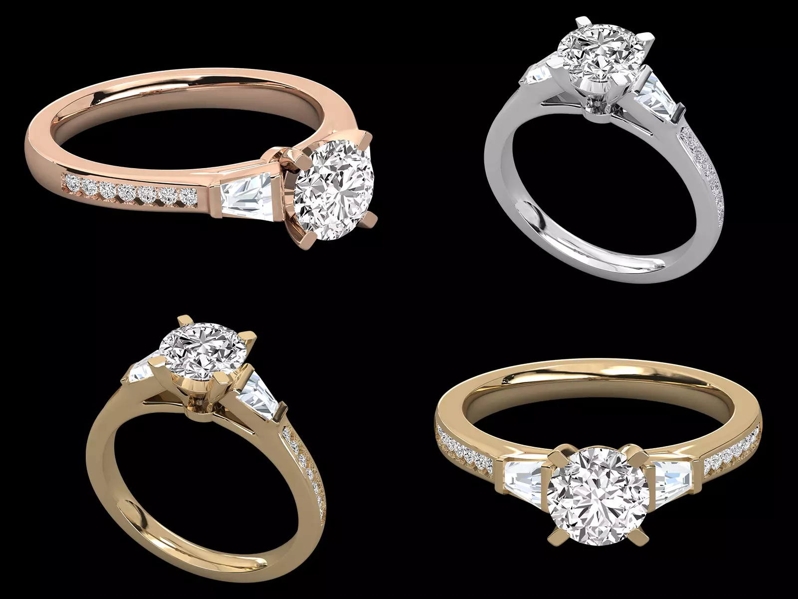 Modern Solitaire Diamond Ring STL 3DM Jewelry CAD Design 3D print model