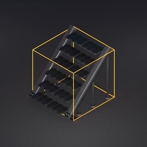Futuristic Stairs Collection White Plastic Low-poly 3D model_69