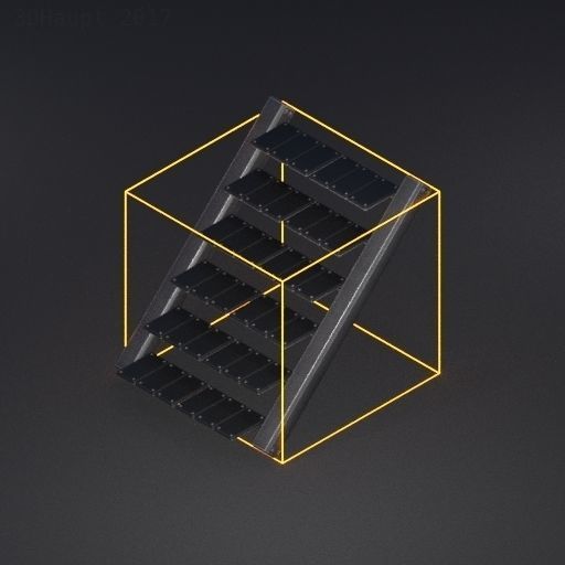 Futuristic Stairs Collection White Plastic Low-poly 3D model_62