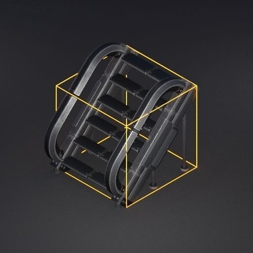 Futuristic Stairs Collection White Plastic Low-poly 3D model_71