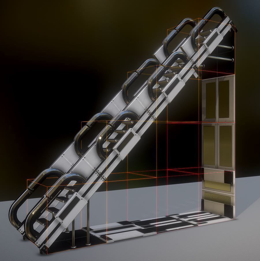 Futuristic Stairs Collection White Plastic Low-poly 3D model_16