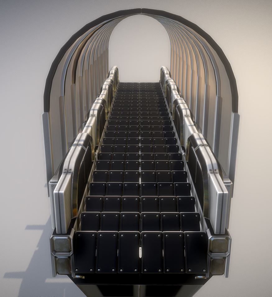 Futuristic Stairs Collection White Plastic Low-poly 3D model_22