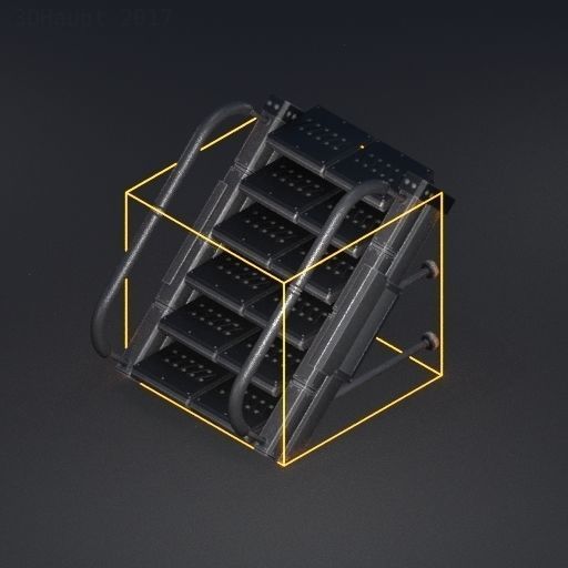 Futuristic Stairs Collection White Plastic Low-poly 3D model_49