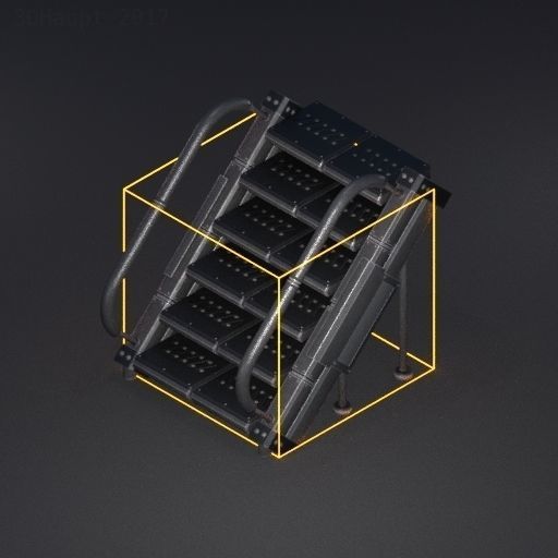 Futuristic Stairs Collection White Plastic Low-poly 3D model_70