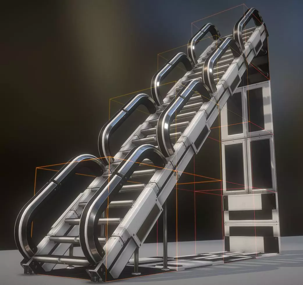 Futuristic Stairs Collection White Plastic Low-poly 3D model_0