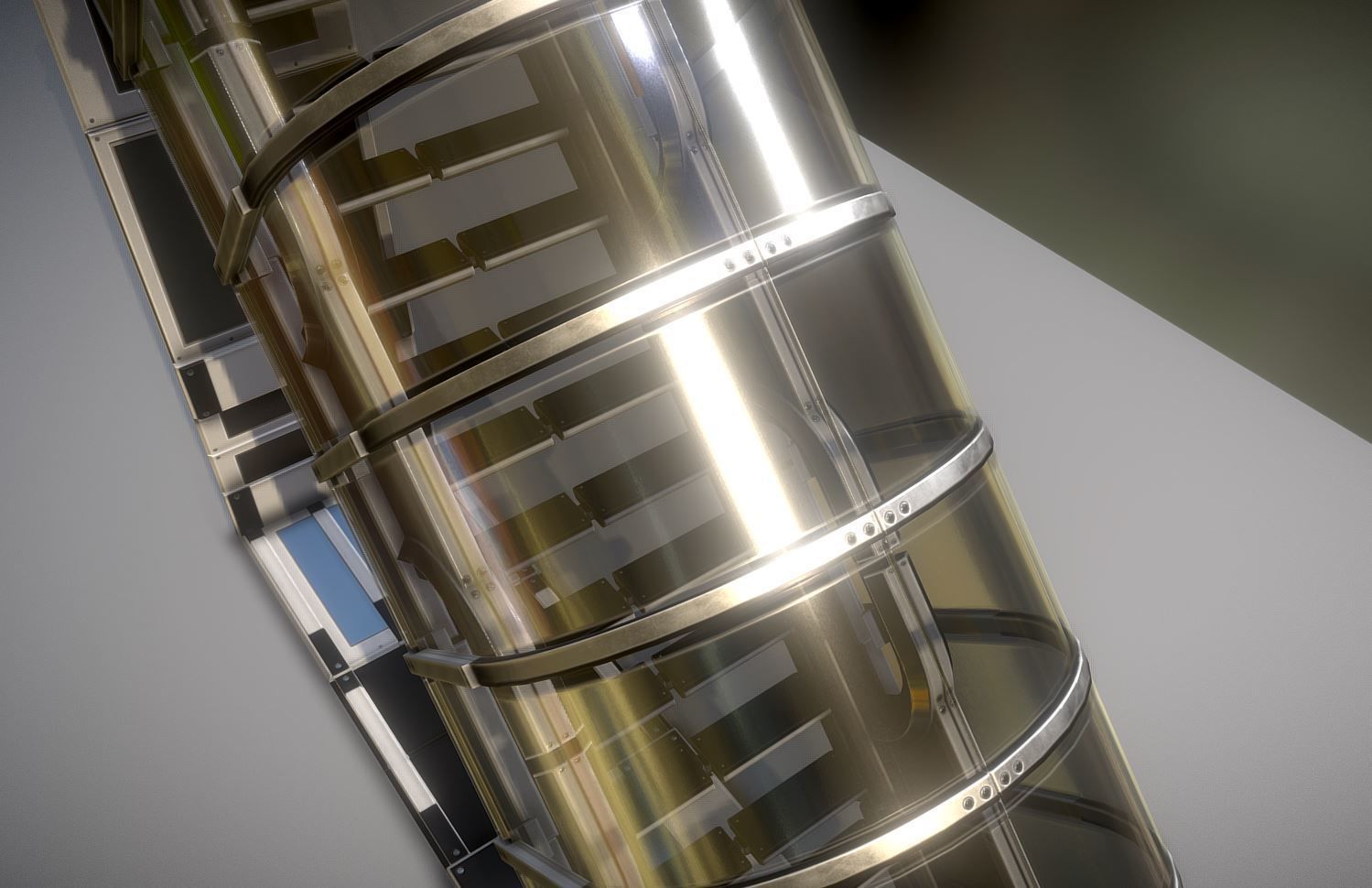 Futuristic Stairs Collection White Plastic Low-poly 3D model_30