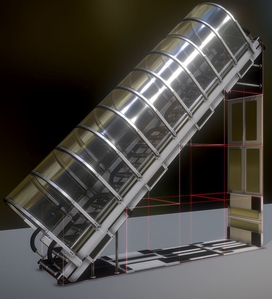 Futuristic Stairs Collection White Plastic Low-poly 3D model_15